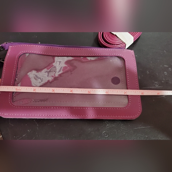 Free W Purchase Leather Single Shoulder Bag Crossbody Cellphone Pouch Purple - Picture 15 of 16